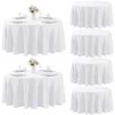 MRJ 6 Pack White Table Cloth 70 Inch Round Polyester Tablecloth Fabric Washable Table Cover for Wedding Dining Outdoor