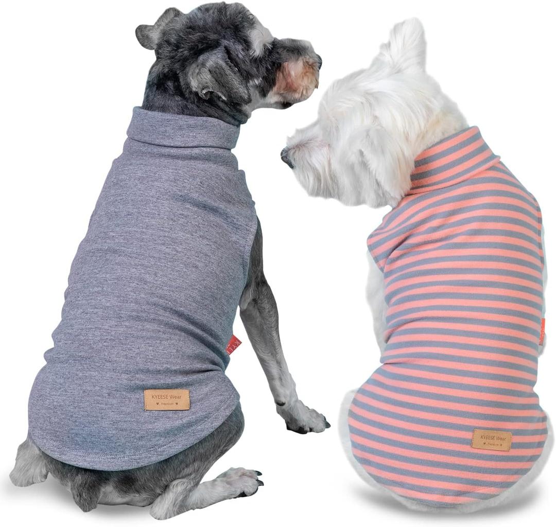KYEESE 2Pack Dog Sweater Warm Pets Clothes Stretchy Pet Sweatshirt Pullover Small Pets Sweaters Soft Dogs Clothes Turtleneck Pet Coats Dog Sweaters for Small Dogs Girl