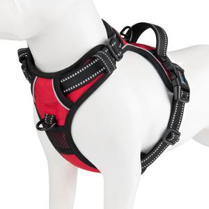 PHOEPET No Pull Dog Harnesses for Small Dogs Reflective Adjustable Front Clip Vest with Handle 2 Metal Rings 2 Buckles [Easy to Put on & Take Off](S, Red)