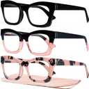 CCVOO Oprah Reading Glasses for Women, Blue Light Readers, Computer eye glasses, 3 Pack, 1.25x