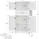 TEENFON Bathroom Storage Cabinet with Adjustable Shelf & Large Drawer, Tall Storage Cabinet with 4 Doors, Kitchen Pantry Storage Cabinets, for Living Room, Dining Room, Home Office, Entryway, White
