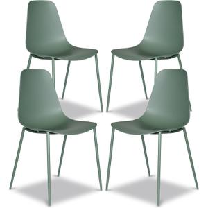 Poly & BARK Isla Modern Kitchen Chairs Set of 4 - Plastic Dining Chair with Metal Legs - Quick Assembly Simple Cafe Chairs Plastic for Indoor or Outdoor - Pistachio Green