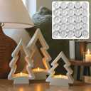 53 Pcs Christmas Tree Candle Holders Concrete Tea Light Holders Christmas Tree Table Centerpieces Party Decorations Xmas Gifts for Farmhouse Holiday Party Fireplace Mantel Decor