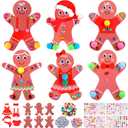 Jetec 30sets Christmas Gingerbread Man Craft Kit DIY Gingerbread Man Make Your Own Xmas Pompoms Kits Christmas Party Favor Xms Fun Home Classroom Activities