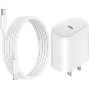 USB C Fast Charger for Airpods 4 Gen,AirPods Pro 2nd/3rd Gen,AirPods Max 2024,iPhone 15 16 17,iPad, iPad Pro - 6.6ft USB-C Cord, 20W PD Power Adapter