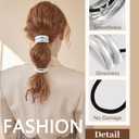 3PCS Silver Hair Ties, Metal Hair Ties for Thick Hair, Elegant Durable Geometric Design, Silver Hair Accessories Stretchy and Non-Damage Ponytail Holders, 3 Styles in Box Gifts Holiday