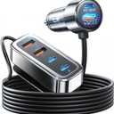 AINOPE 108W Multiple Ports Car Charger, Road Trip Essentials for Kids, Travel Essentials for Long Trips, 6-Port USB C Cigarette Lighter Adapter Fast Charging for iPhone 17 16 15 for iPad [+5FT Cable]