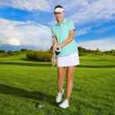 M MAELREG Womens Golf Shirt Short Sleeve 5 Buttons Quick Dry Casual Solid Moisture Wicking Tennis Polo Shirts for Women (L), Blue Light 