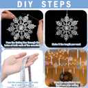 Syhood 28 Pcs Christmas Hanging Ceiling Snowflake Decorations 10000 Strand Tinsel Icicles Ornament Christmas Hanging Snowflakes Ornament for Winter Decor Holiday Wonderland(Blue, Purple, Silver)