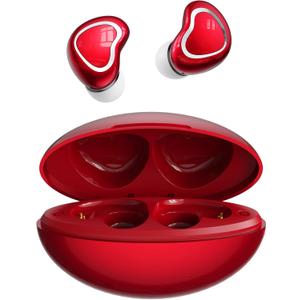 Heart Shaped Small Mini Earbuds Blue Tooth Ear Buds for Small Ears Canals Women Kids Girls, Red Cute Micro Tiny Invisible Hidden Kids Earbuds Wireless Bluetooth Headphones for iPhone Android Work