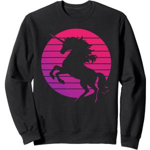 Unicorn Retro Style Vintage 80s Sunset Vaporwave Sweatshirt, S