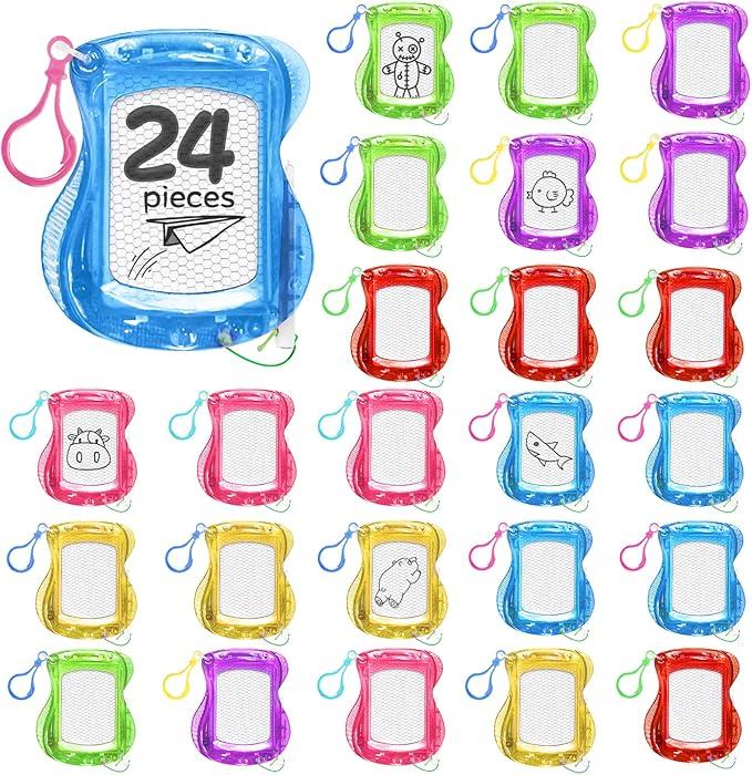 24pcs Mini Drawing Board Keychains Magnetic Doodle Board for Kids Backpack Keychain Clip for Classroom Rewards Party Favors Color May Vary
