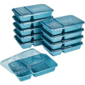 GoodCook Meal Prep Rectangle Two Compartment 20-Piece, Teal, Made without BPA