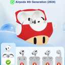 Boaretiu for Airpods 4 Case 2024 Cute Cartoon Kawaii - Funny 3D Soft Silicone Mushroom Design Cover with Carabiner Stylish for Boys Girls Teens Women for Air pods 4