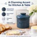 Ceramic Butter Crock, French Butter Keeper, Butter Crock for Counter with Water (Vintage Blue)