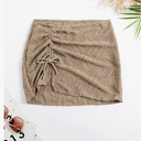 WDIRARA Women's Drawstring Split Thigh Cover Up Skirt Swimwear Beach Skirt, XL, Khaki