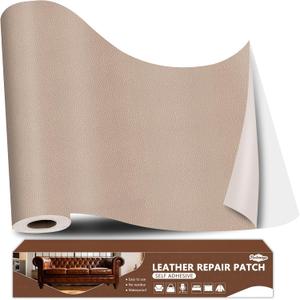 Khaki Leather Repair Tape, 16x120 Inch Leather Repair Patch Self-Adhesive, Waterproof Faux Leather Patch, Vinyl Repair Tape for Couch, Sofas, Furniture, Office Chair, Car Seats