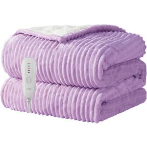 Heated Blanket Electric Blanket Throw 50”X60”-Heating Blanket with 5 Heat Settings-3 Hours Auto Off,ETL Certified,Machine Washable (Purple)