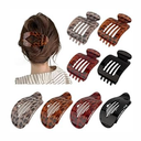 Atoden Flat Hair Clips Large Claw Clips for Thick Medium Thin Hair 8Pcs Square and Round Oval Non Slip Strong Hold Barrettes French Duckbill Accessories for Women Girls Matte Black Color