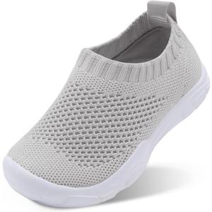 JOINFREE Toddler Boys Girls Sneaker Slip On Shoes Kids Lightweight Breathable Walking Shoes (Grey)
