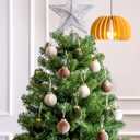 JOYIN 15 Pcs Christmas Velvet Ball Ornaments Set, 2.36'' Green Brown Neutral Tree Hanging Christmas Decorations, Xmas Shatterproof Indoor Decor for Tree Wreath Holidays Wedding Party