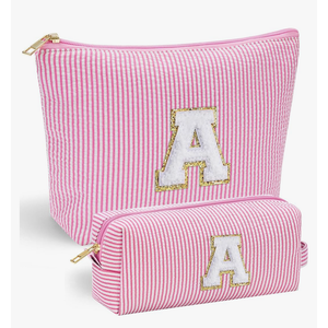 YOOLIFE Valentines Day Gifts for Kids Teen Girls Women | Initial Makeup Bag | Pink Cosmetic Bag Travel Bags | 11 12 13 14 15 16 Years Old Girl Gift Teacher Gift Teen Girl Gifts Trendy Stuff A