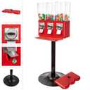 Gumball Machine - Triple Candy Machine Dispenser for Gumballs, Capsules, and Candy - Vending Machines for Business by Great Northern Popcorn (Red), Large