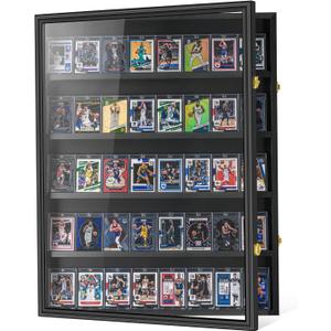 40 Graded Sport Card Display Case XL Baseball Card Display Case Wooden Wall Cabinet for Basketball Football Hockey Trading Cards Display Collectibles Souvenirs