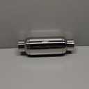 Upower 2.5" Inlet&Outlet Exhaust Resonator,4" x8.5" Body 11.5" Overall Length Center Straight Through Stainless Steel Muffler,Polished