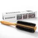 Bossman Boar & Nylon Bristle Round Hair Brush, 2 Inch - Blow Dryer Brush for Styling, Curling, Detangling, and Straightening