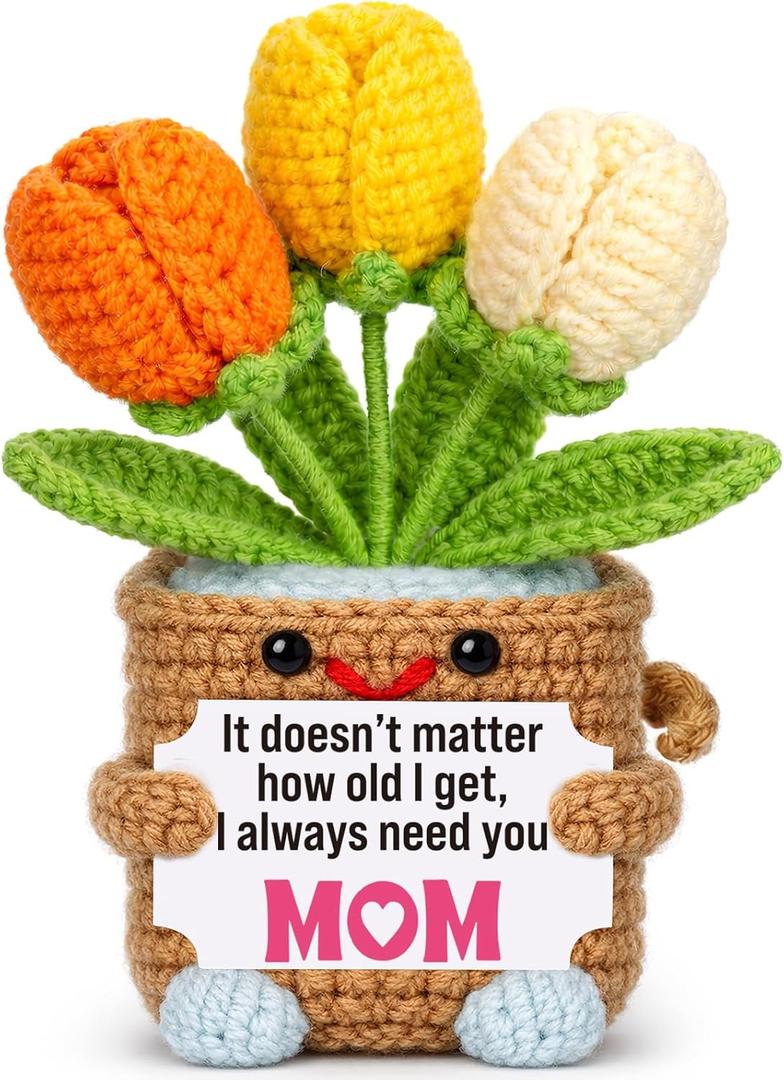 Mini Mom Gifts from Daughter Son Cute Crochet Tulip Mom Birthday Gift Ideas