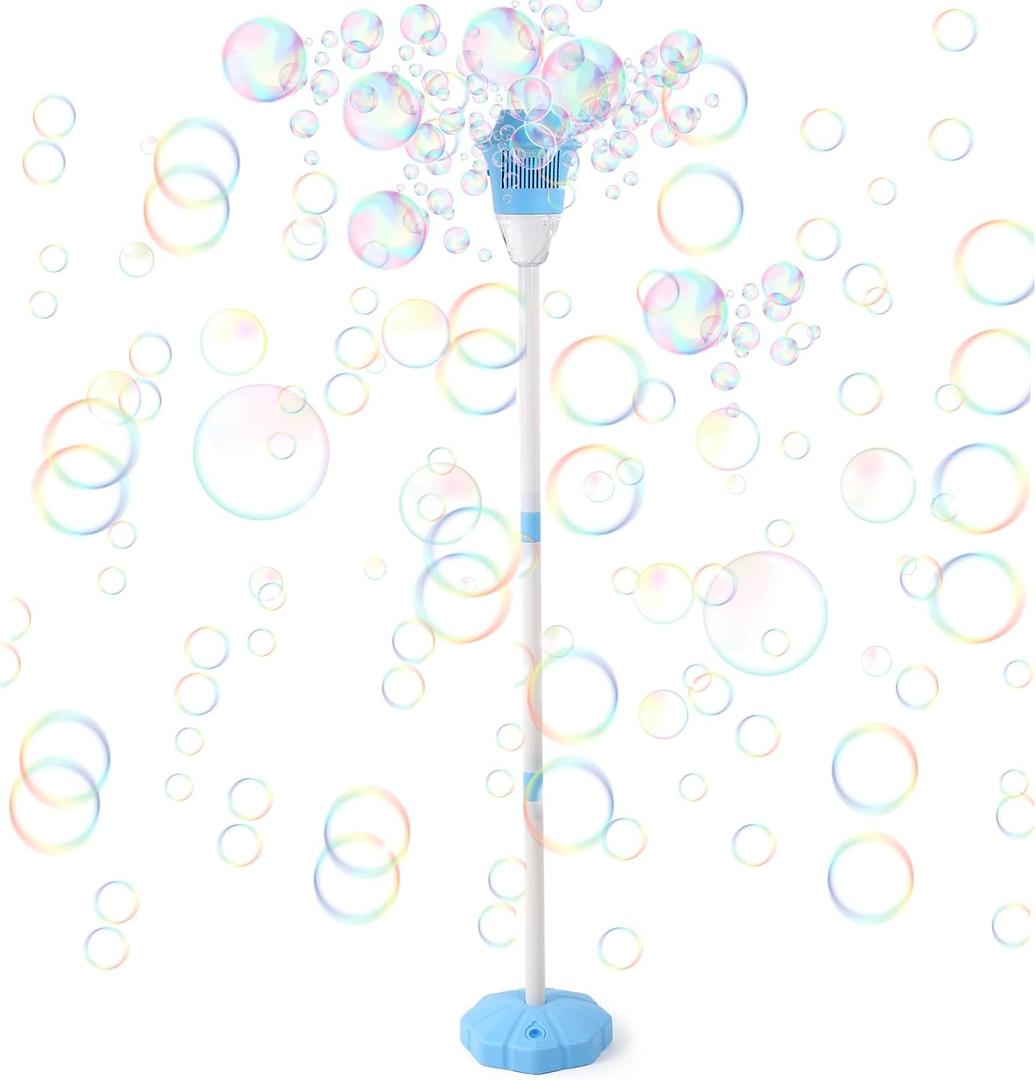 Palksky Bubble Machine with Lights for Outdoor, Automatic Bubbles Blower Maker for Kids Toddlers, Height 47 Inches Battery Bubbles Blower Machine for Wedding Birthday Party, 3x3x0.3 inches