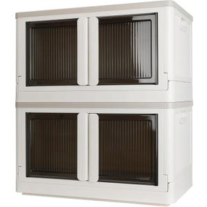 Storage Box, Cabinet with Lids, Extra Large Useful Box, 19 Gallons (72L) Capacity (Each One), 2 Packs, Collapsible, Installation Free, Nice for Home Organization