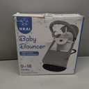 HKAI Baby Bouncer, Portable Baby Bouncer Seat for Babies 0-18 Months, 100% Cotton Fabrics, 3 Modes of use with Rocker and Stationary Options, Infant Rocker Chair with Hanging Toys-Light Grey
