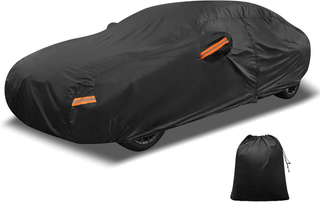 X AUTOHAUX Car Cover Outdoor Waterproof Sun Rain Snow Hail Protection with Left Side Door Zipper 210D-PU for Kia Rio Sedan