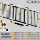 Fairy Baby Extra Wide Baby Gate Black 67-71.5 Inch Wide, Walk Through Pressure Mounted No Drill for Doorways, Long and Large Tension Gate for Pet and Kids