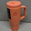 Hydracy 40oz Tumbler with Flip Straw Stainless Steel Insulated Water Bottle with Handle, Reusable Leakproof Rotatable Lid for Left or Right Hand Use, Cupholder Friendly Rubber Base - Coral Crush