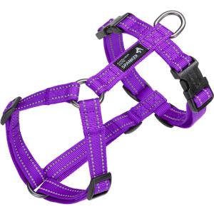EXCELLENT ELITE SPANKER No Pull Dog Harness Reflective Nylon Vest L-Shaped Adjustable Easy Pet Harness for Small Medium Large Breeds Dogs Walking Training Black Red(Purple-S)