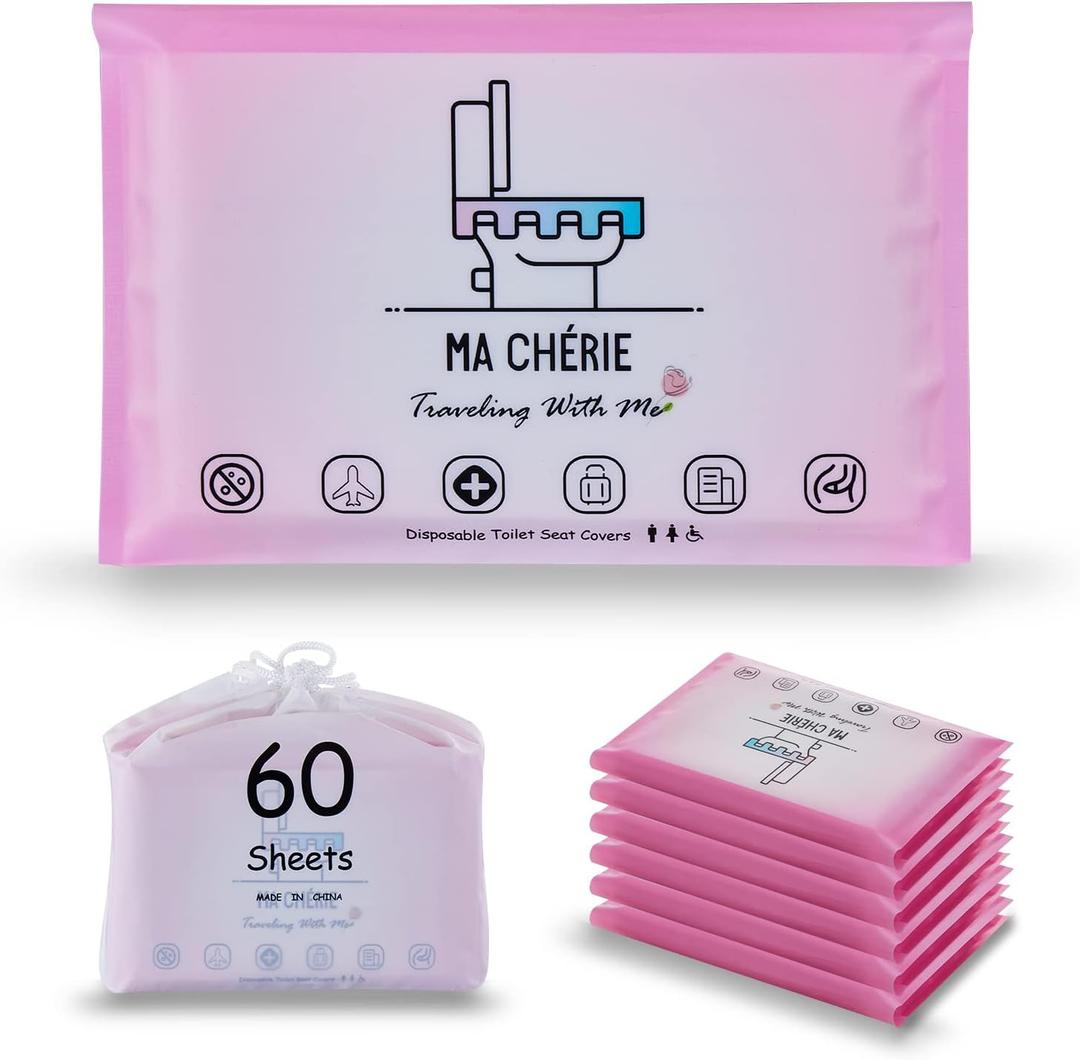 MA CHRIE Disposable Toilet Seat Covers, 60 Sheets (6 Packs x 10), Extra Large, Flushable, Travel & Family Friendly
