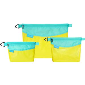 Pack all 3 Pcs Water-Resistant Material Zipper Pouch Set, Mesh Zipper Bags for Storage, Travel, Office (Yellow)