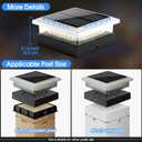 4x4 Post Solar Lights 8 Pack, 4 Lighting Modes Solar Post Cap Lights for 4x4 3.5x3.5 Wood/Vinyl Posts, Ip67 Waterproof 96 LED Fence Deck Post Lights Solar Powered for Patio Porch, Black