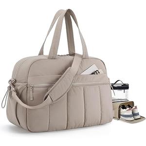 BAGSMART Gym Bag for Women, Duffle Bag for Travel with Wet Pocket, Lightweight Carry on Weekender Duffel, Water Resistant, Brown, Large