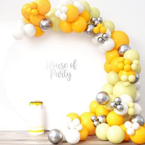 HOUSE OF PARTY White, Yellow Balloon Arch - Pastel Yellow and White Balloons Garland Kit for Birthday Decorations, Sunflower, Bee & Daisy Themed Party Supplies