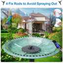 3.5W Solar Fountain with 2000mAh Battery - Work On Cloudy Days - Upgrade Glass Panel Solar Bird Bath Fountain, Hummingbird Water Feature Pump with 7 Nozzles, 4 Fixed Pipes for Garden, Pool