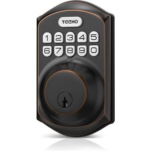 TEEHO TE001 Keyless Entry Door Lock with Keypad - Smart Deadbolt Lock for Front Door with 2 Keys - Auto Lock - Easy Installation - Oil-Rubbed Bronze