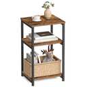 VASAGLE BARNET Collection - Side Table, Small End Table for Living Room, Modern Tall Nightstand, Bedroom, Office, Bathroom, Steel Frame, Rustic Brown and Ink Black ULET273B01, 11.8"D x 13.4"W x 22.8"H
