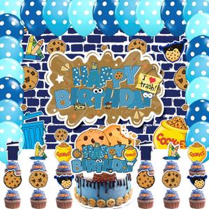 2 x Cookie Party Decorations Milk and Cookies Birthday Party Supplies Includes Milk Cookies Baby Shower Backdrop Cake Topper Basllons Decorations for Gender Reveal Decorations