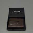miyozi Wallet for Men, Magnetic Minimalist Slim Wallet with Pop Up Card Holder, 9 Cards RFID Blocking Metal Credit Card Case, Leather Wrapped Money Clip, ID Window & Small Item Slot, Gift Boxed (Burnt Umber / Orange023)