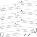 Blulu 8 Packs 14 Inch Acrylic Floating Shelf Wall Mounted Invisible Acrylic Shelf Ledge Floating Bookshelf for Living Room Office Bedroom Bathroom Kitchen Decoration Space Save (Clear)