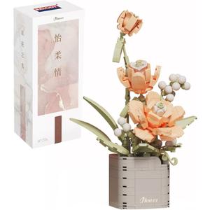 Artificial Flower Bouquet Building Set for Adult,Mini Plant Bonsai Tree Friend Set for Girl,Botanical Collection Gift for Kids,Orchid Building Blocks Birthday Gift for Mom Women Wife Girlfriend
